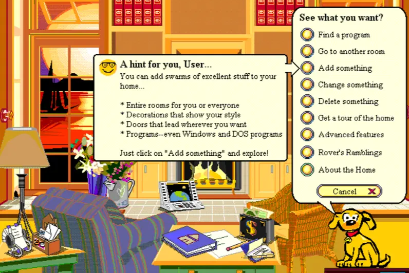 Microsoft Bob featured a talking dog called Rover 